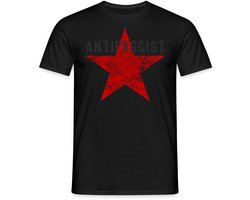 Antifascist Rode Ster Statement T-Shirt Heren
