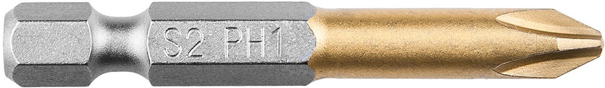 Bit PH 1, 50mm S2 TIN, 1 op een blister