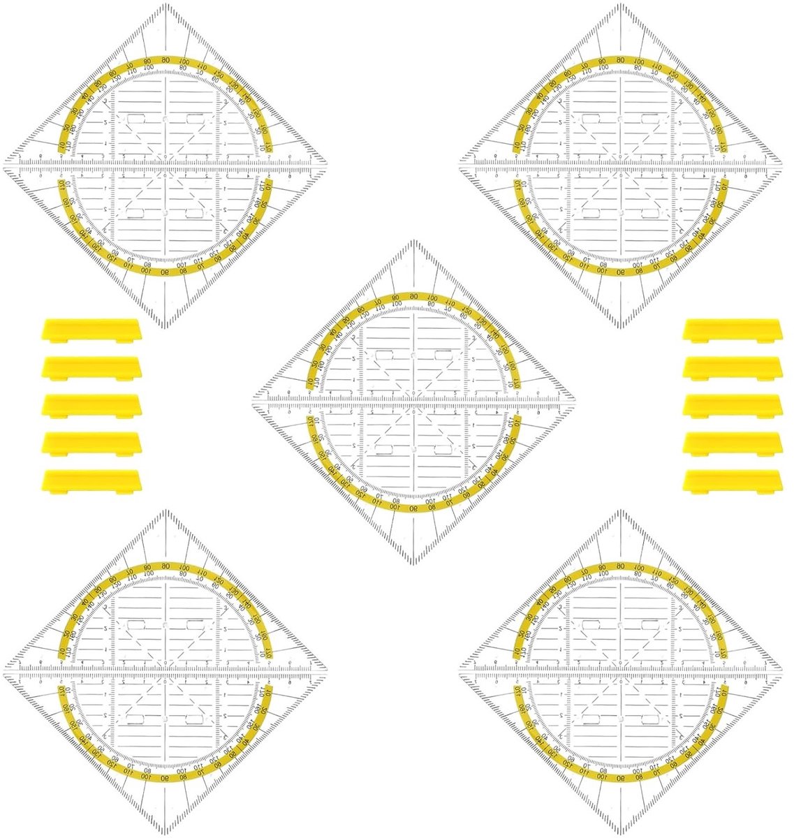 Set van 10 kleine driehoekige linialen voor schoolgebruik, ideaal voor geometrie en nauwkeurige metingen