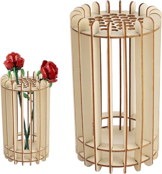 Decoratieve houten vaas voor Lego bloemen, ideaal voor vers en gedroogd, perfect voor bloemstukken en interieurdecoratie