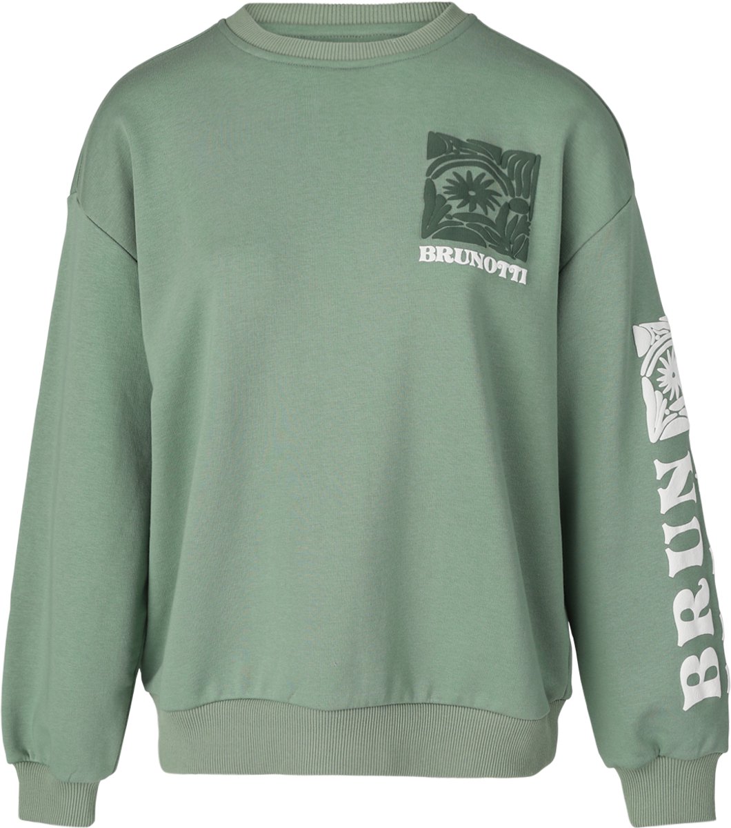 Brunotti Ari Women Sweater - Dames Trui met Puffed Sleeves - Eucalyptus - Pullover Dames - S