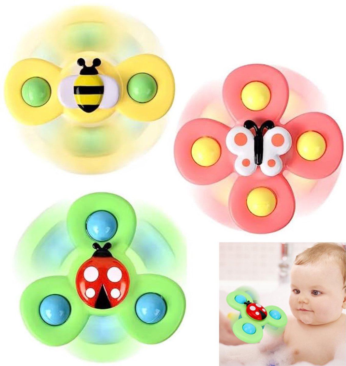Zuignap Spinner Speelgoed, Montessori Educatief Baby Speelgoed, Sensorisch Leer Speelgoed, Baby Bad Speelgoed tegen Tandjesangst
