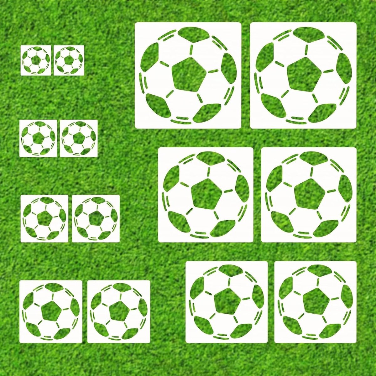 14 Stuks Voetbal Teken Sjablonen, Milky White PET Stencils voor Schilderen, Ideaal voor Hout, Stof en Muurdecoratie