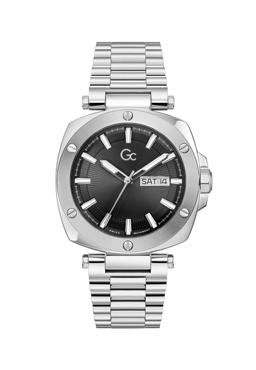 Gc Gc Nobilis Metal Analoog Quartzhorloge Zilverkleurig Kast Gemaakt Van 100% Roestvrij Staal En Een Armband Van 100% Roestvrij Staal 44 Z78001G2, Z78002G7
