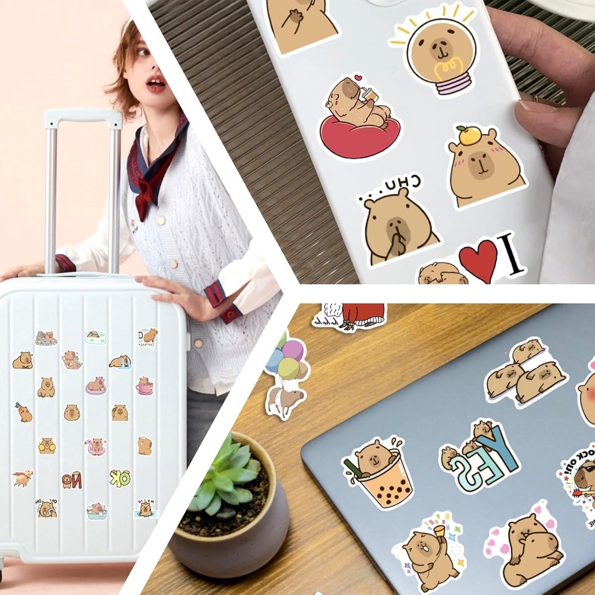 Kawaii Scrapbooking Stickers voor Creatieve Projecten, 154 Dieren Stickers voor Laptop, Skateboard en Koffer Decoratie