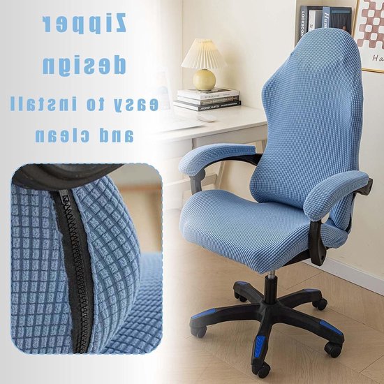 Allecto Plus - 4-delige Hoes voor Gaming Stoel - Blauw - Wasbaar en Antislip - Geschikt voor Gaming Stoel, Computer Stoel en Draaistoel van Allecto Plus — afbeelding 4