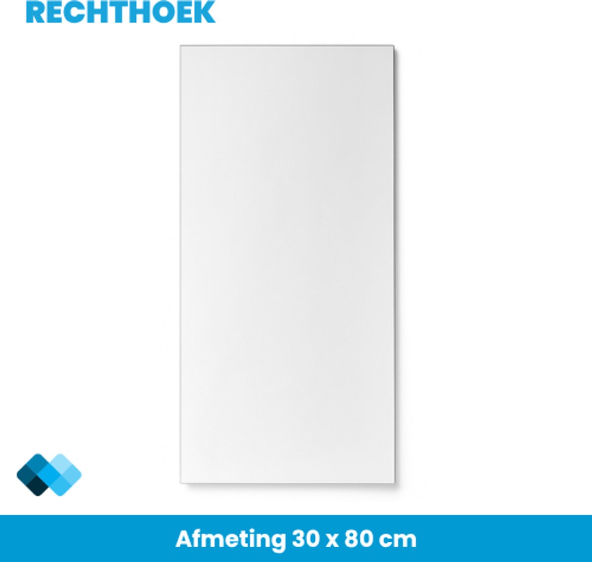 Plakspiegel Rechthoek 30x80 cm – Lange Plakspiegel – Zelfklevend – Acryl – Wandspiegel