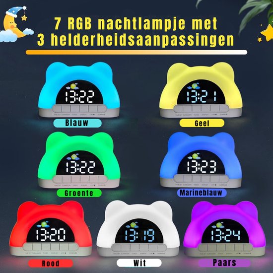 RUX® Slaaptrainer Kinderen - Slaaptrainer - Kinderwekker - Digitaal - Ingebouwde Muziekjes en Witte Ruis - Wit- 16cm x 4cm x 11cm; 300 g van Merkloos — afbeelding 5