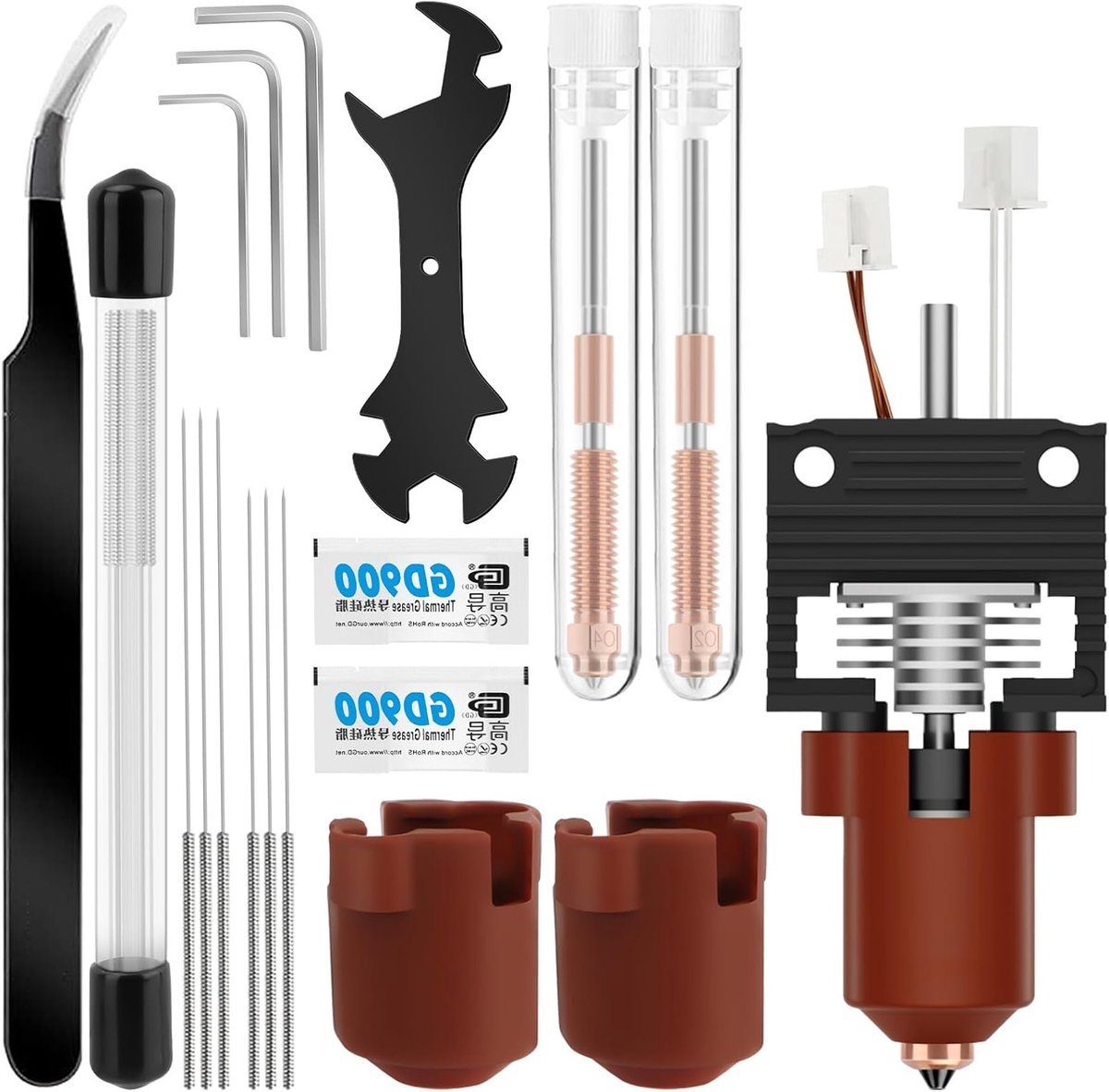 Ceramische Hotend Kit voor 3D-printers, hoge temperatuur tot 300 °C, met nozzles en reinigingsnaalden, geschikt voor K1, K1 MAX en K1C