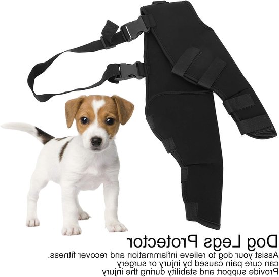 Verstelbare Knieband voor Honden, Ondersteuning voor Achterpoten, Herstel van Gewrichten en Blessures, Zwart (S) — afbeelding 5