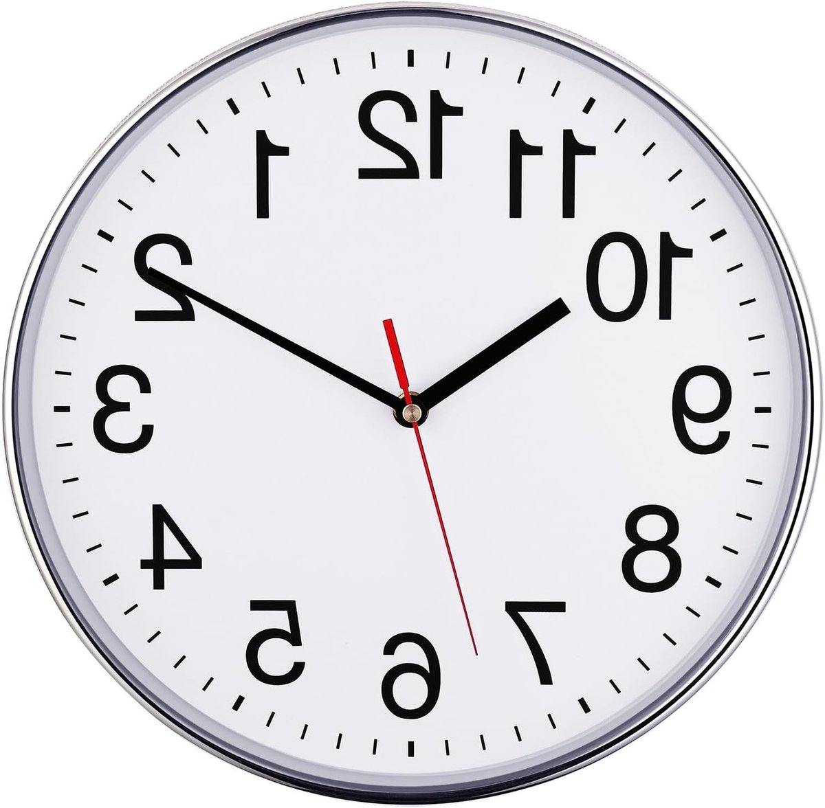 Stille Quartz Wandklok 30 cm - Batterijgevoede Decoratieve Klok voor Thuis, Kantoor en School - Zwart en Zilver Design