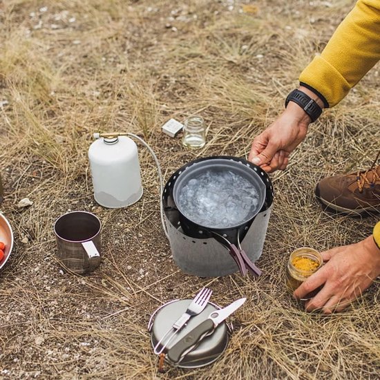 Ultralichte Titanium Camping Kookplaat met Windscherm en Bescherming - 15 cm voor Buitenactiviteiten van Merkloos — afbeelding 4