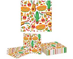 20 Stuks Feest Servetten voor Cinco De Mayo - Mexicaanse Cactus, Absorberend en Stevig voor Verjaardagsfeest en Cocktailparty