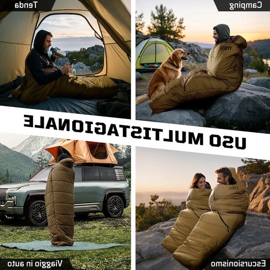 Ultralichte en compacte mummieslaapzak voor 3-4 seizoenen (-4 °C tot 2 °C) - Geschikt voor outdoor camping, trekking en reizen - Voor volwassenen (tot 185 cm) — afbeelding 2