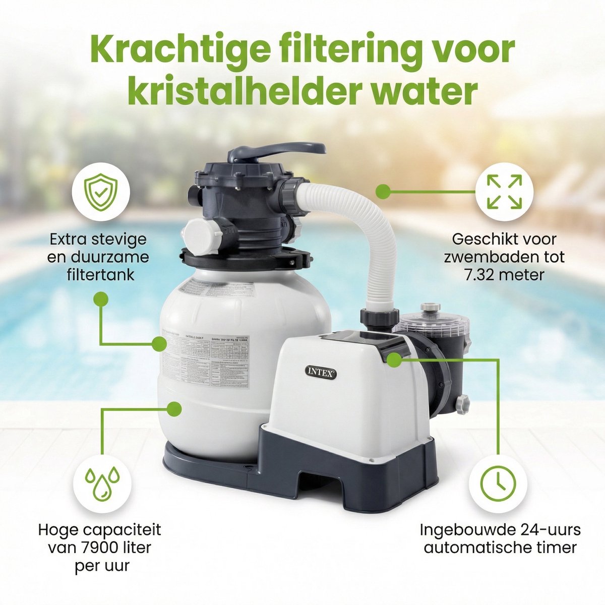 Intex 26646GS Zandfilterpomp - SX2100 - 6000 liter per uur inclusief Filterglas en Testrips – foto 5