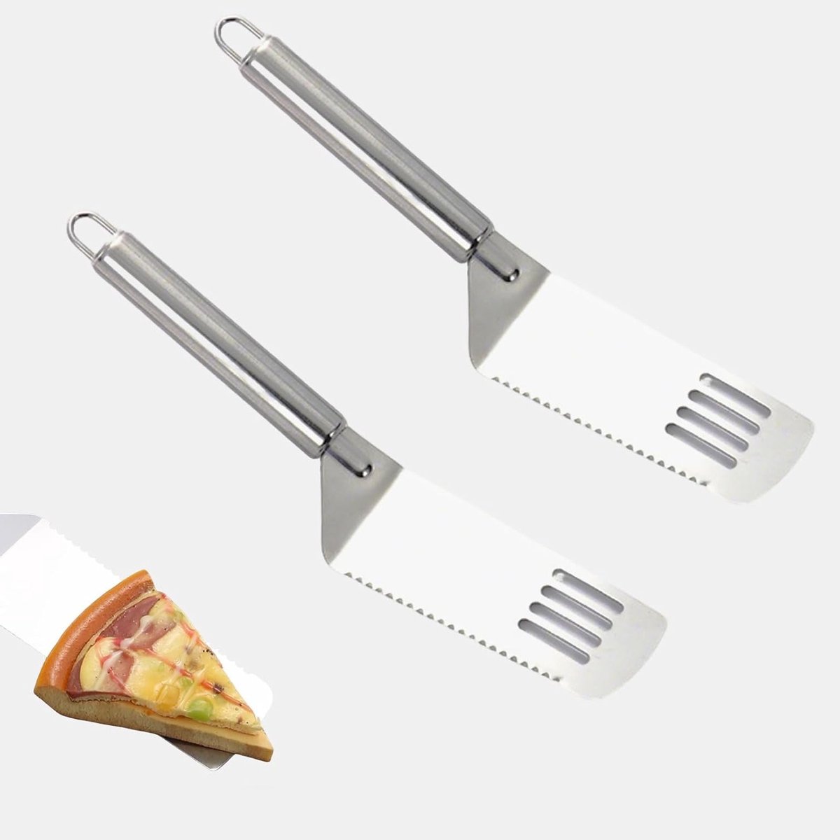 Ideale 2-delige pizza snijder set van roestvrij staal voor eenvoudig snijden en vervoeren van pizza's