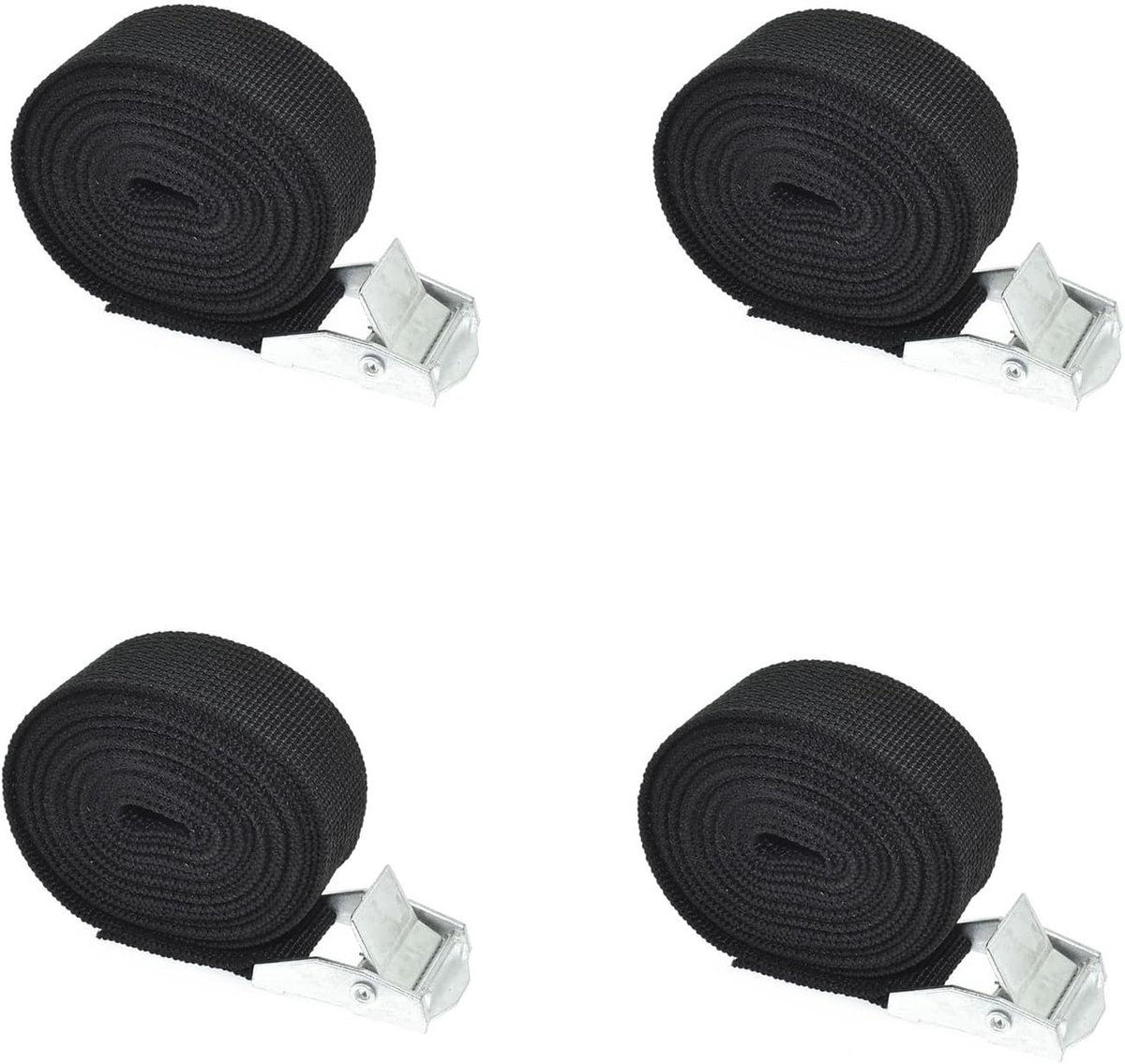 Set van 4 verstelbare spanbanden met klemsluiting, ideaal voor fiets, motor, vrachtwagen en bagage, stevig en betrouwbaar