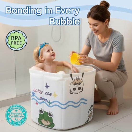 PromoHome Opvouwbaar Peuterbadje - Diepe Dompelbadkuip 40 cm Diep, 55 cm Diameter, In 1 Seconde Opgezet, Lichtgewicht (1,4 kg), Compact Opslag, voor Kinderen 12-60 Maanden, Meerkleurig van Merkloos — afbeelding 3