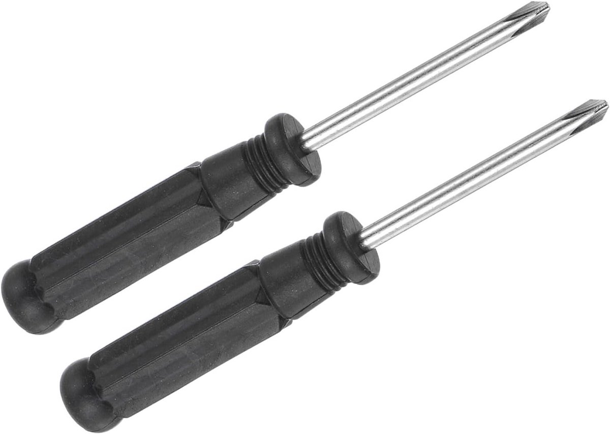 Kleine Phillips Schroevendraaier 4mm, 108mm Lengte, Carbon Staal met Antislip Handvat - Ideaal voor Brillen, Horloges en Laptops, Set van 2 Stuks