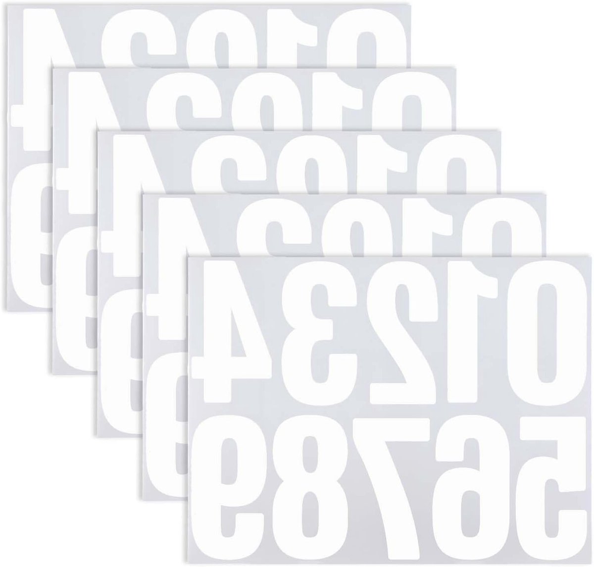 Nummer Stickers 0-9, Zelfklevend en Waterdicht, Reflecterende Vinyl Stickers voor Postbus, Huisnummers en Borden - 5 Vellen van 10 cm