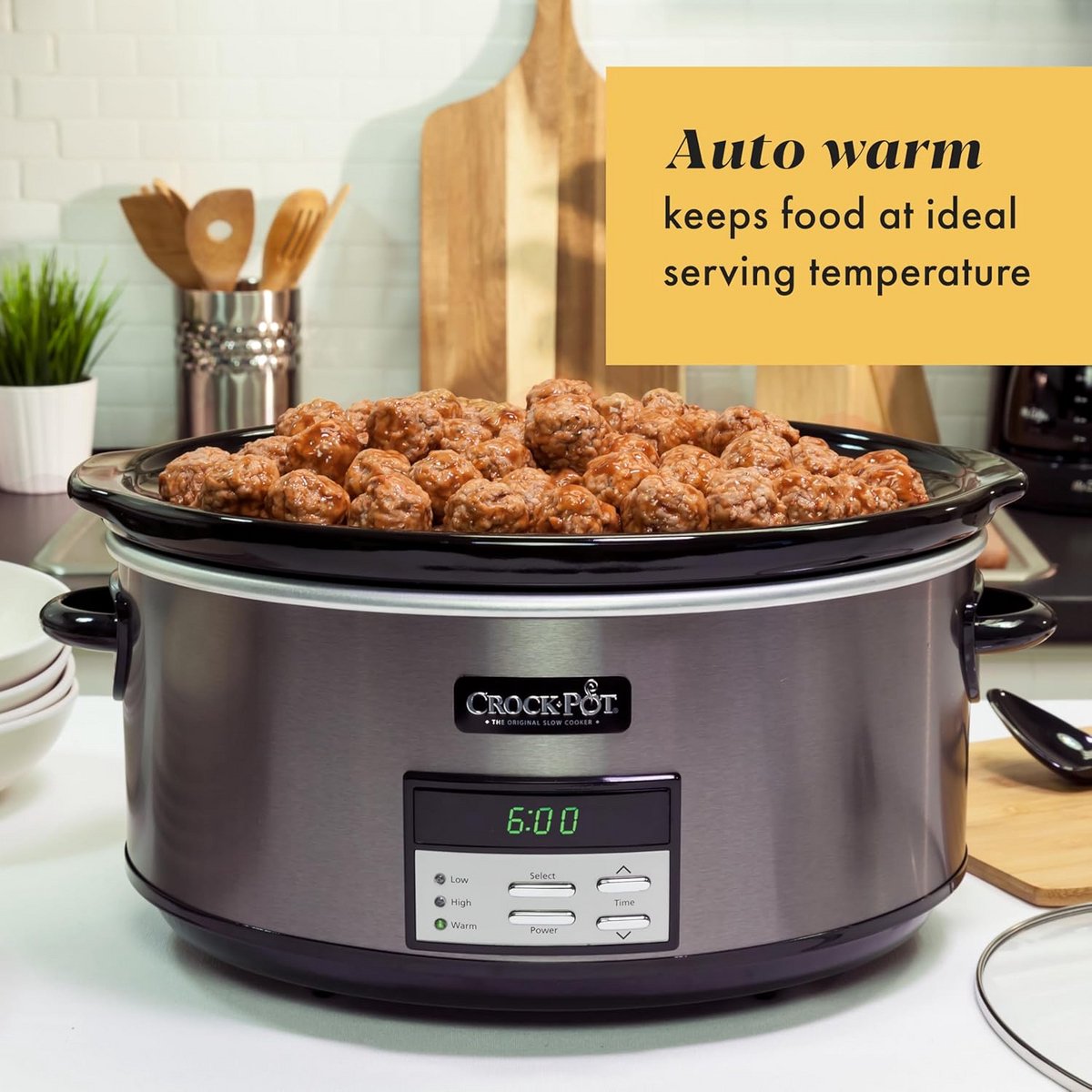 Grote 8 liter programmeerbare slowcooker met automatische warmhoudfunctie en kookboek – foto 3