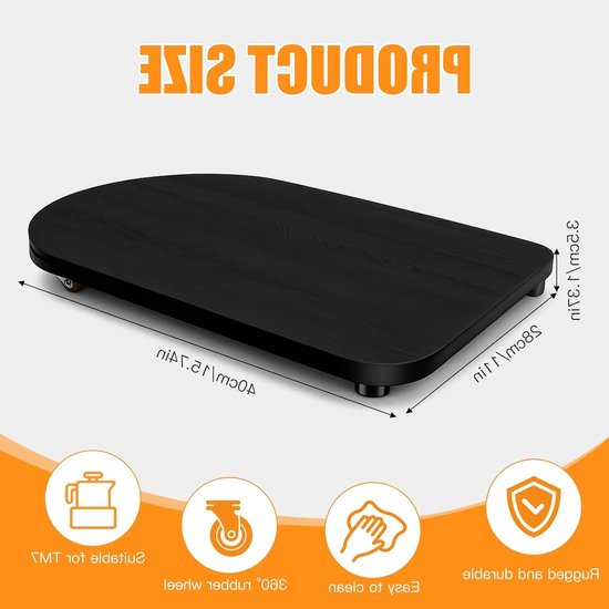 Bamboe Sliding Board voor Thermomix TM7 - 360° Wielen, Antislip Rubber Voeten en Veilig Stopmechanisme voor Eenvoudig Verplaatsen van de Keukenmachine — afbeelding 5