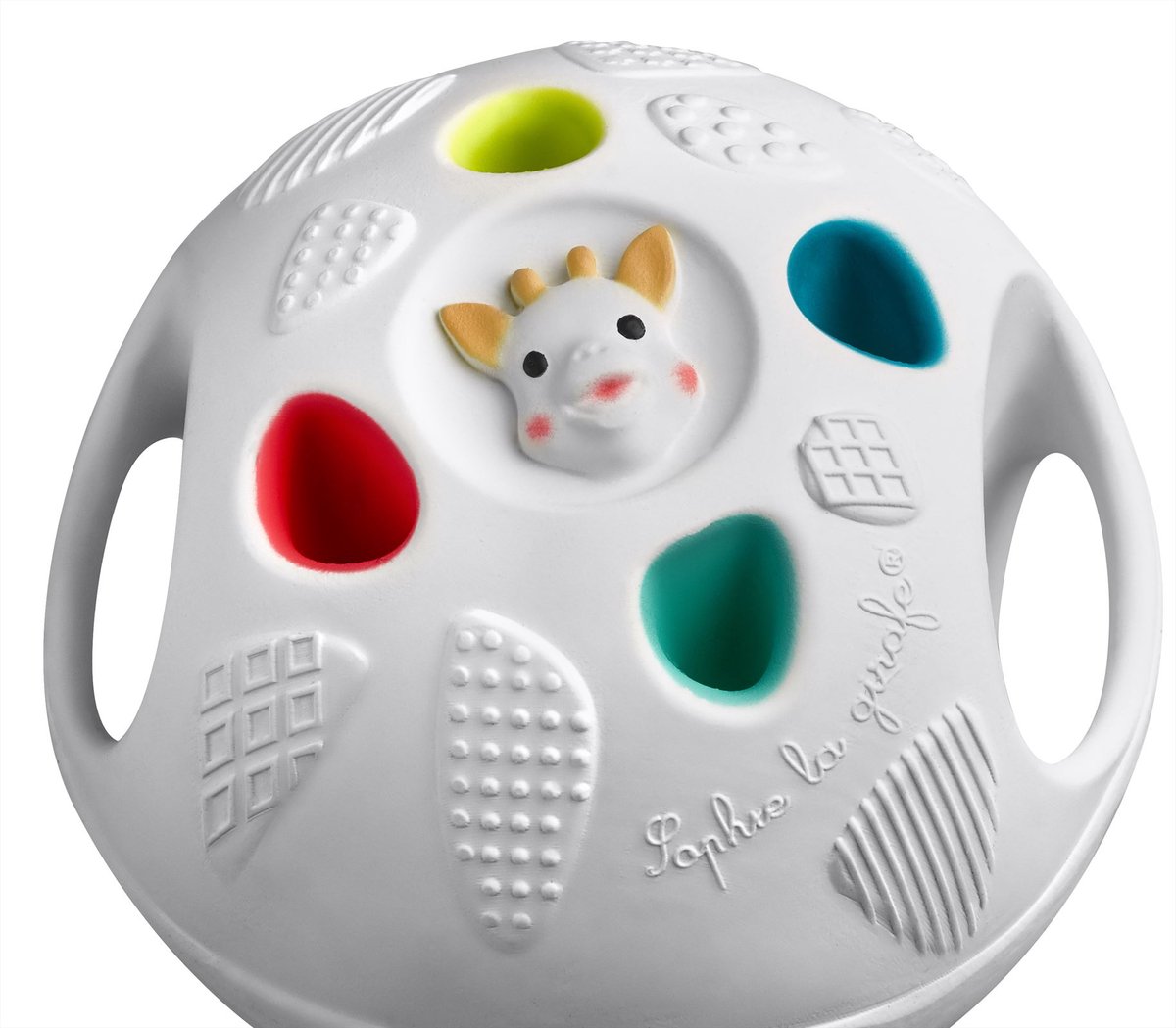 Sophie de giraf So'Pure Senso'Ball - Speelbal - Babyspeelgoed - Speelgoedbal - 100% natuurlijk rubber - OK-Biobased - In gerecyled geschenkdoosje met organic katoenen strikje - Ø9.5 cm — afbeelding 7