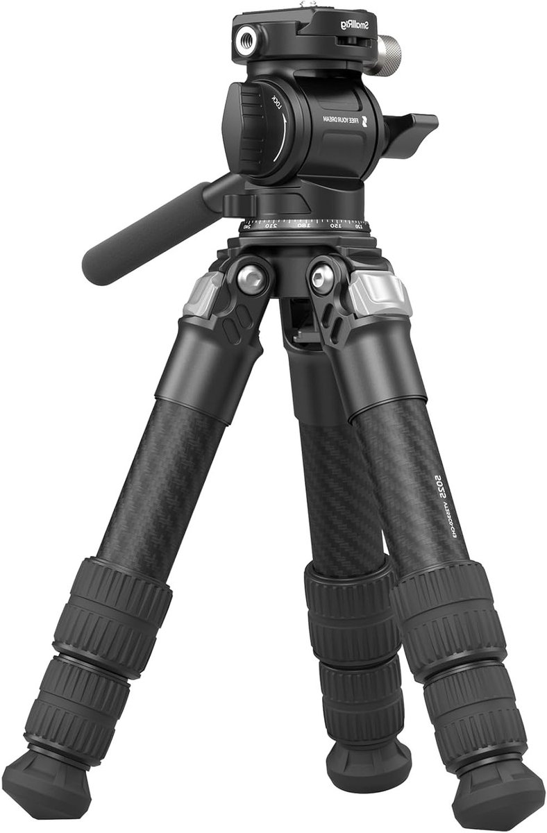 Draagbare Carbon Fiber Mini Desktop Tripod Set, 17'' Compact Statief met Video Kop, Geschikt voor Camera's en DSLR, Maximaal 3kg Laadvermogen