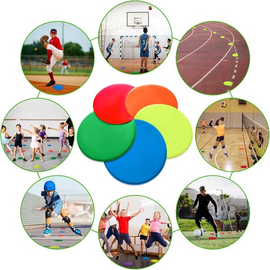 Spot Markers - Vloer Spots - Sport Training - Antislip en Scheurvast - 9 Inch Diameter - Multicolor — afbeelding 4