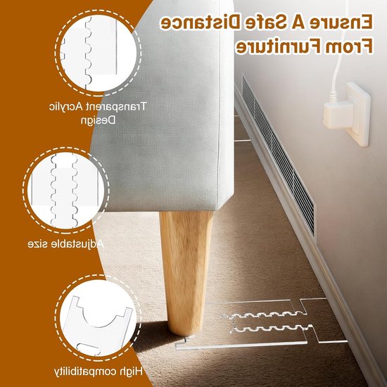 Verstelbare meubelafstandhouders voor wandbescherming, 2 stuks acryl bankstoppers (17-28 cm), veilig voor meubels, stopcontacten en brandbeveiliging — afbeelding 2