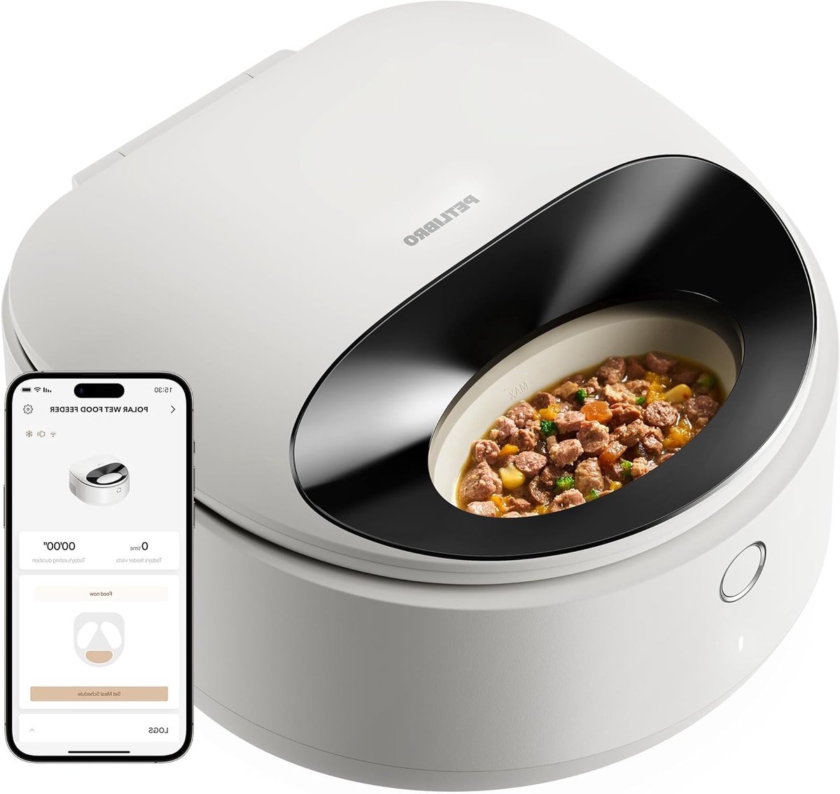 Automatische Kattenvoederdispenser voor Nat Voer met Koeling, 2.4GHz WiFi en Slimme App Besturing - Tot 3 Dagen Verse Voeding in Wit