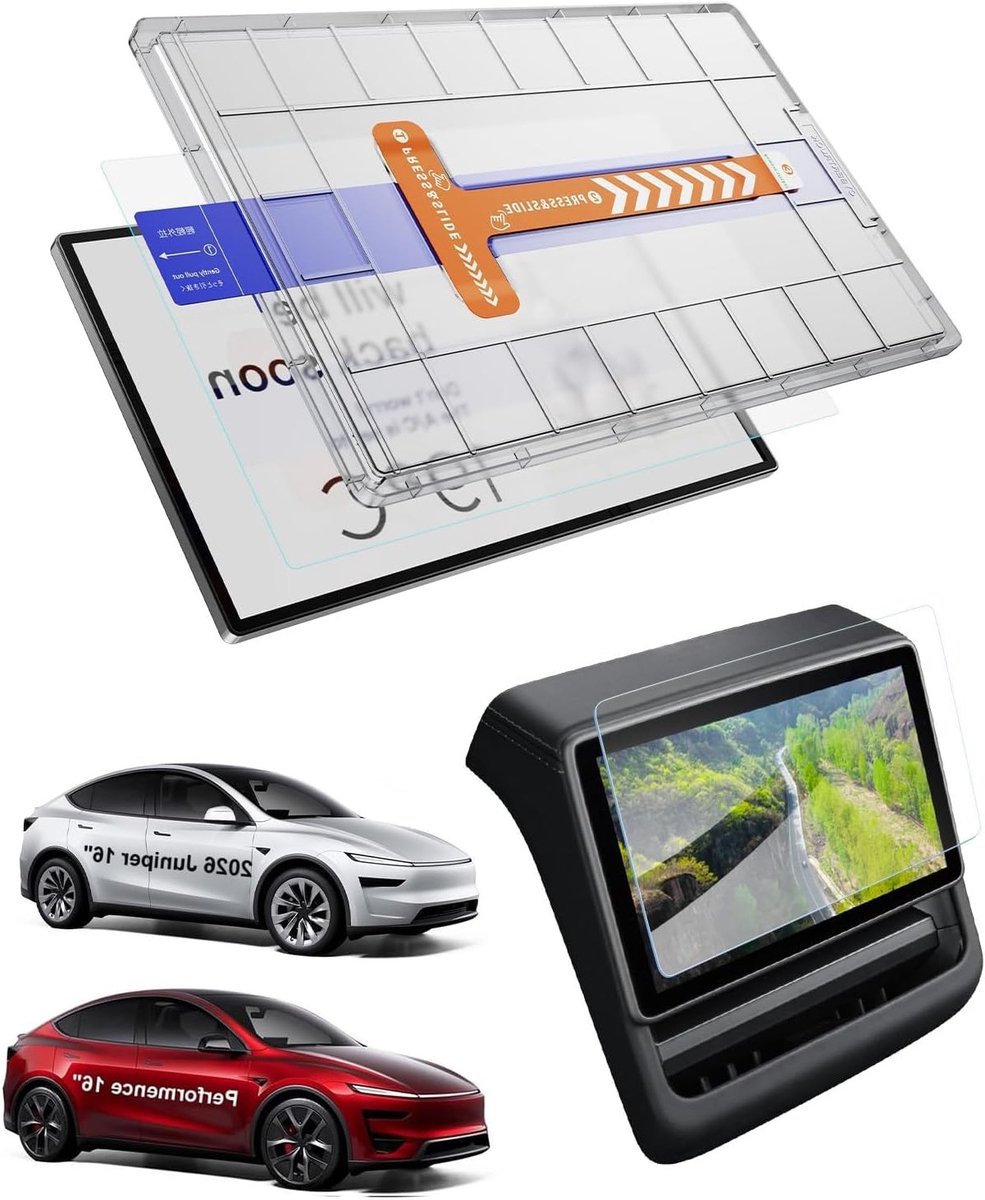 Tesla Model Y Juniper Screen Protector met Car Alignment Kit en Stofvrije Box, 9H Matte Glaze, 2-Pack voor Maximale Schermbescherming en Krasbestendigheid