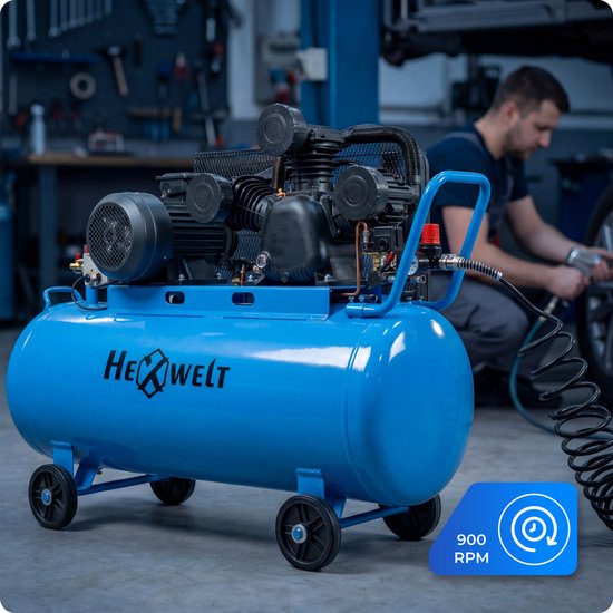 HEXWELT Compressor - Oliecompressor - 200 L - 8 bar - 5500 W - HEXWELT HW-KO-200L — afbeelding 4