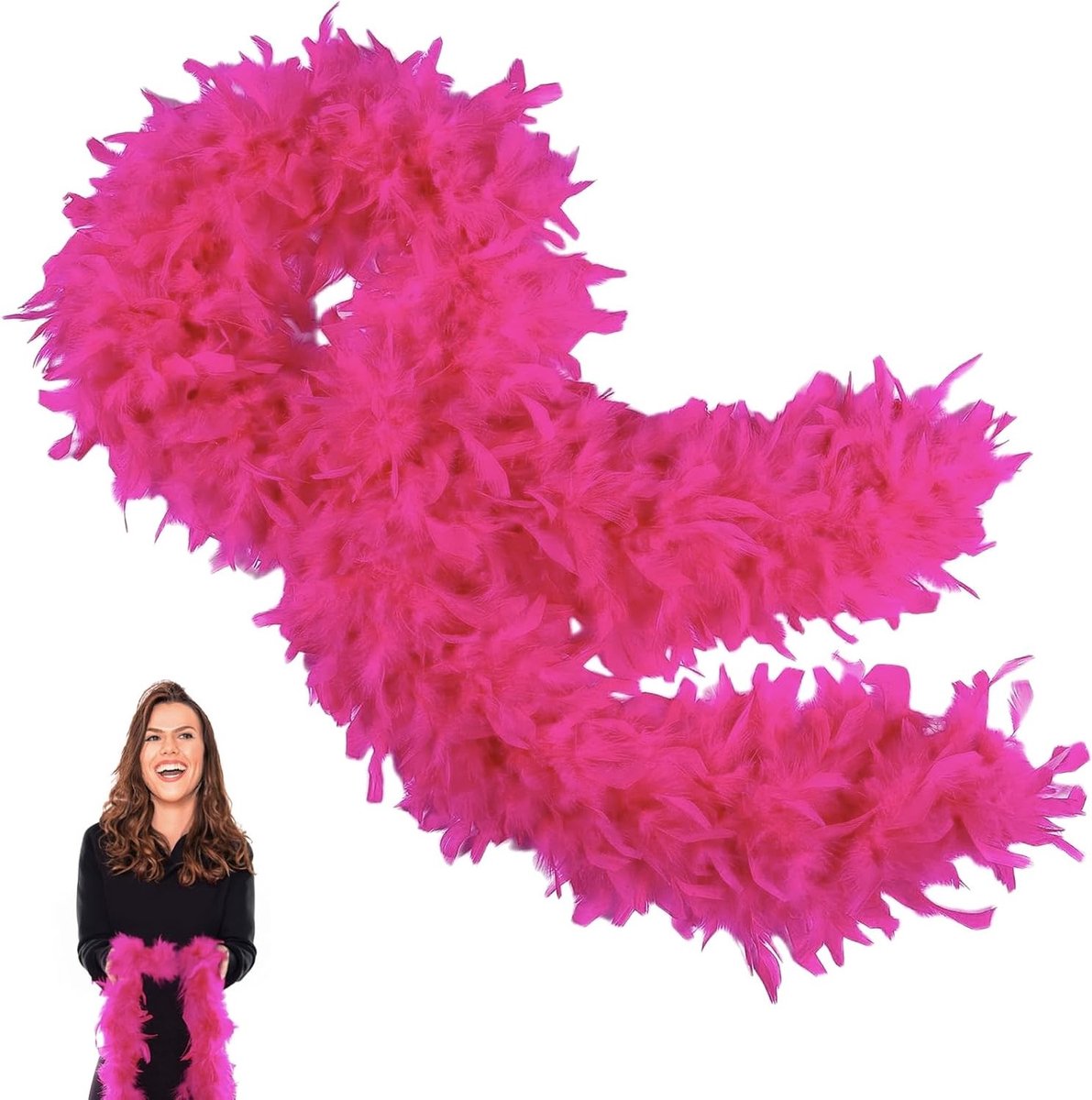 Roze Veren Boa voor Dames - 2M Fluffy Feathers Sjaal voor Feestkleding, Bruiloften, Halloween en Kerstfeesten