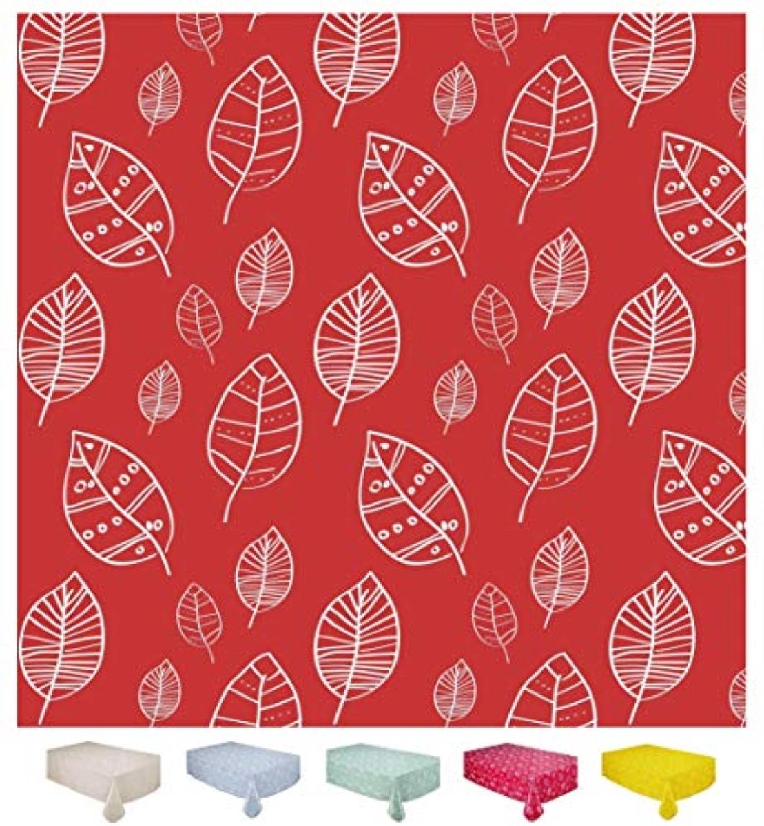 Pvc tafelkleed, waterafstotend, rechthoekig 140 x 180 cm, motief rode bladeren