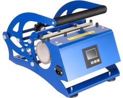 6-in-1 Mokkenpers - Hittepers Transfermachine - Zelf Ontwerpen Printen - Instelbare Tijd Temperatuur - Diverse Bekers Formaten - Blauw Zwart
