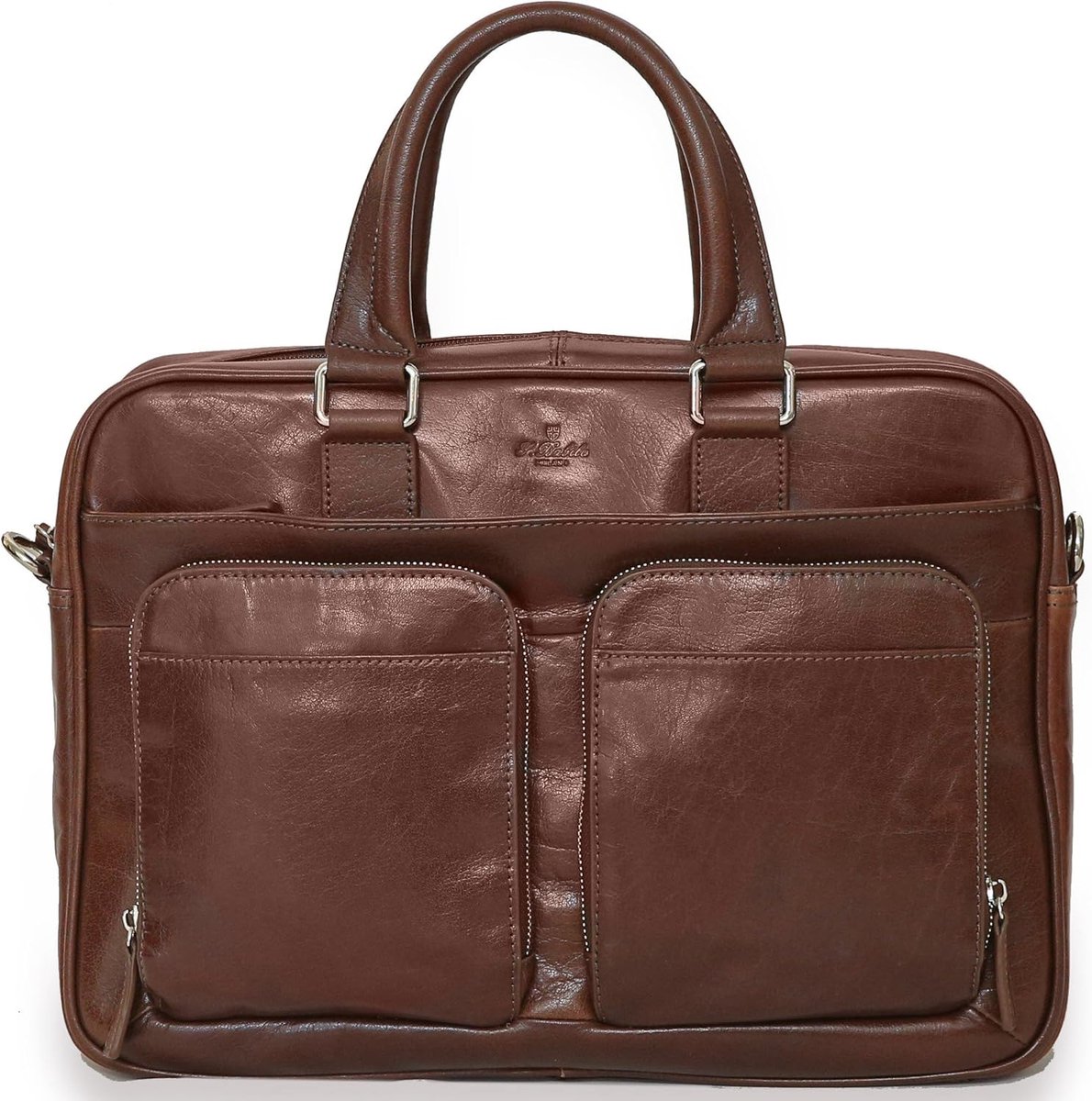 Documententas Leer - Laptoptas Aktetas - Zakelijk Gebruik - Italiaans Generfd Leer - 40 x 30 x 12 cm - Bruin