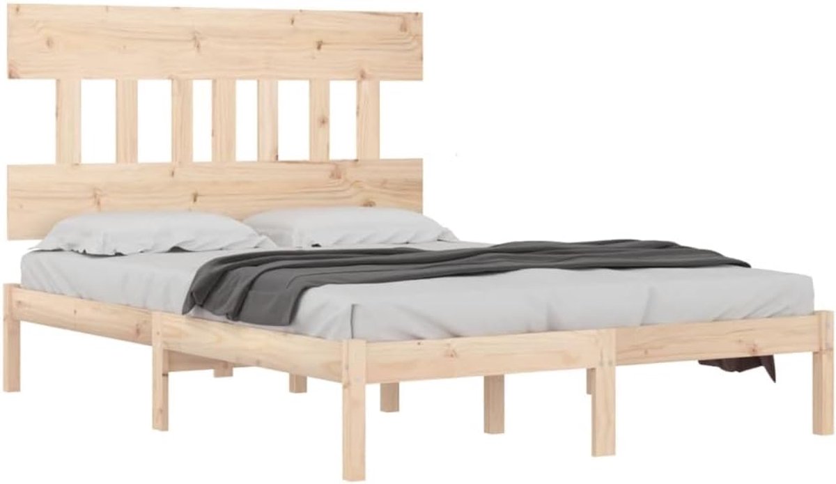 Houten Bedframe - Tweepersoons Ledikant - Slaapkamer Meubel - Tijdloos Design - 140x200 cm