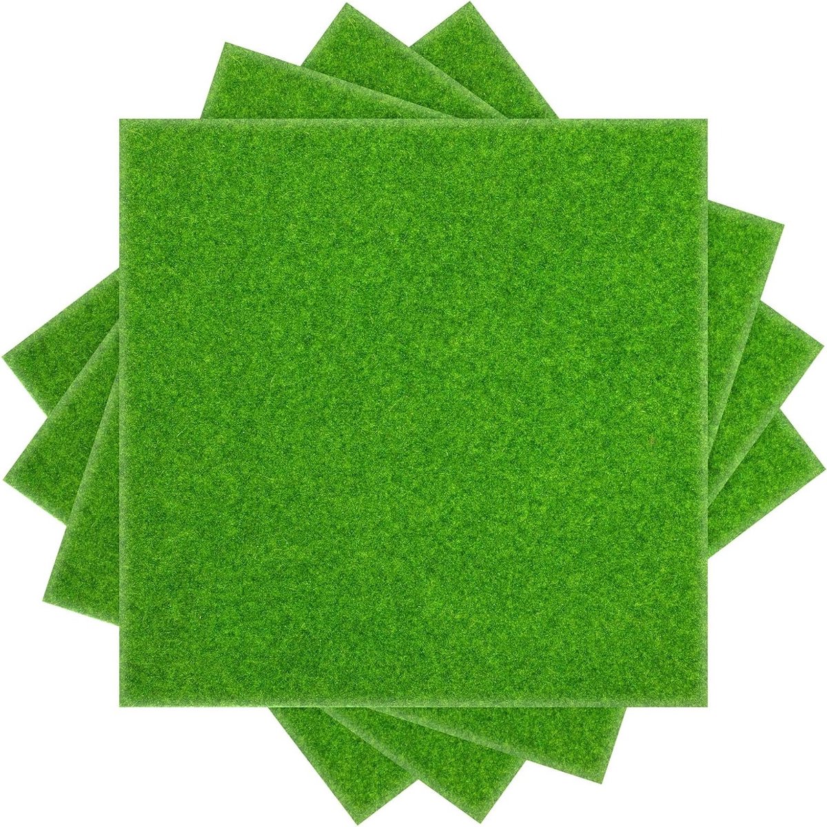 Pack van 4 Kunstgras Decoratie 20 x 20 cm voor Miniatuurtuinen, Modelbouw en Creatieve Klussen