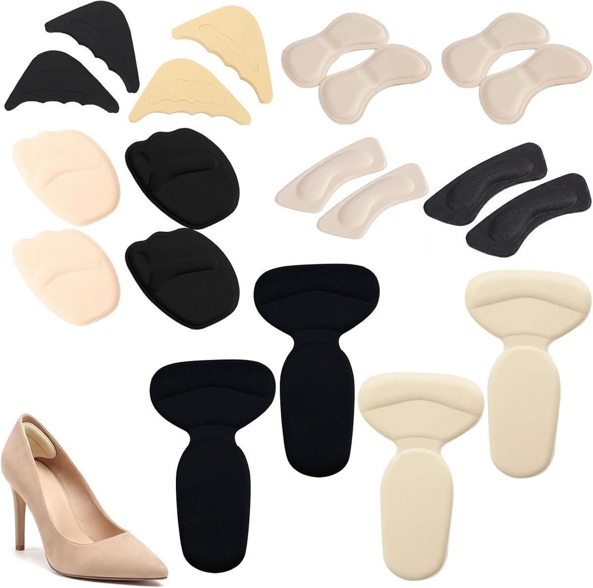 Hakkenkussens en balenkussens voor voorvoet, anti-slip inlegzolen en comfortabele schoenenaccessoires voor dames en heren