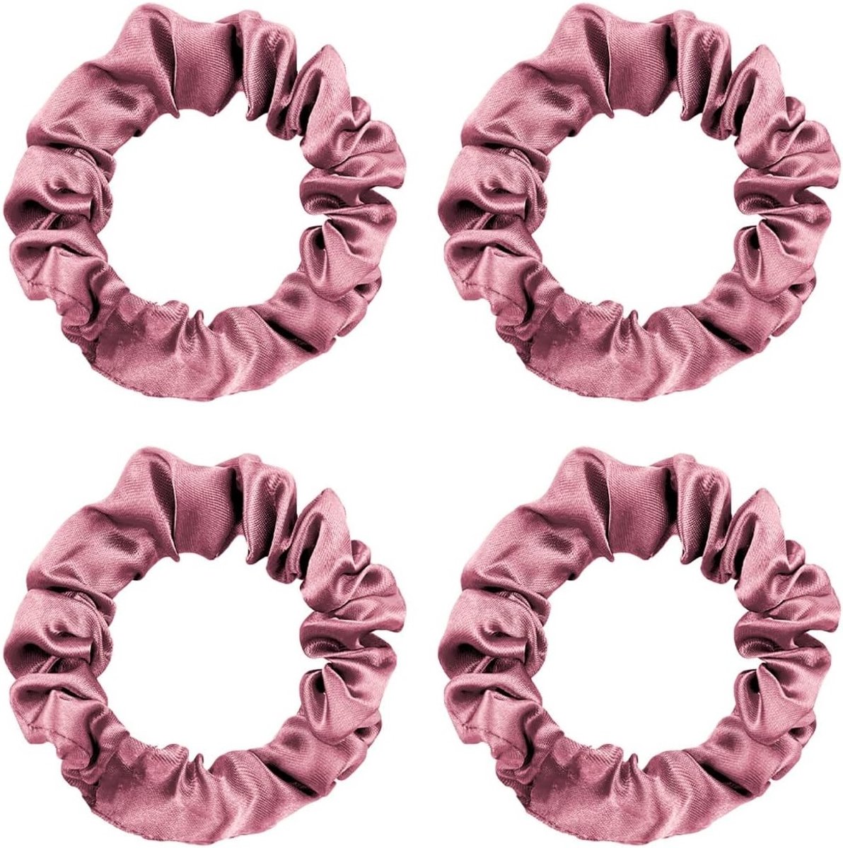 Set van 4 Zijden Haar Scrunchies - Satijnen Haarbanden met Elastische Band voor Vrouwen en Meisjes, Perfect voor Diverse Haarstijlen en Comfortabel Gebruik