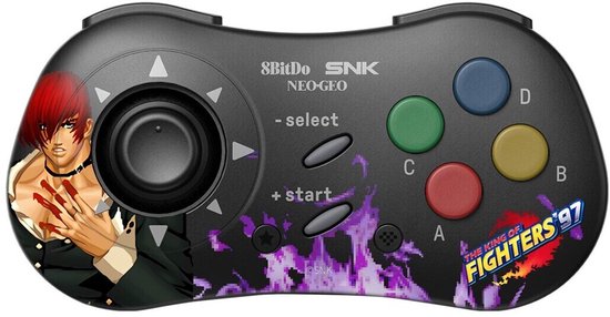 Iori Yagami Edition : 8Bitdo Manette Bluetooth Style SNK Neo Geo - compatible PC Windows, Android & Neo Geo Mini