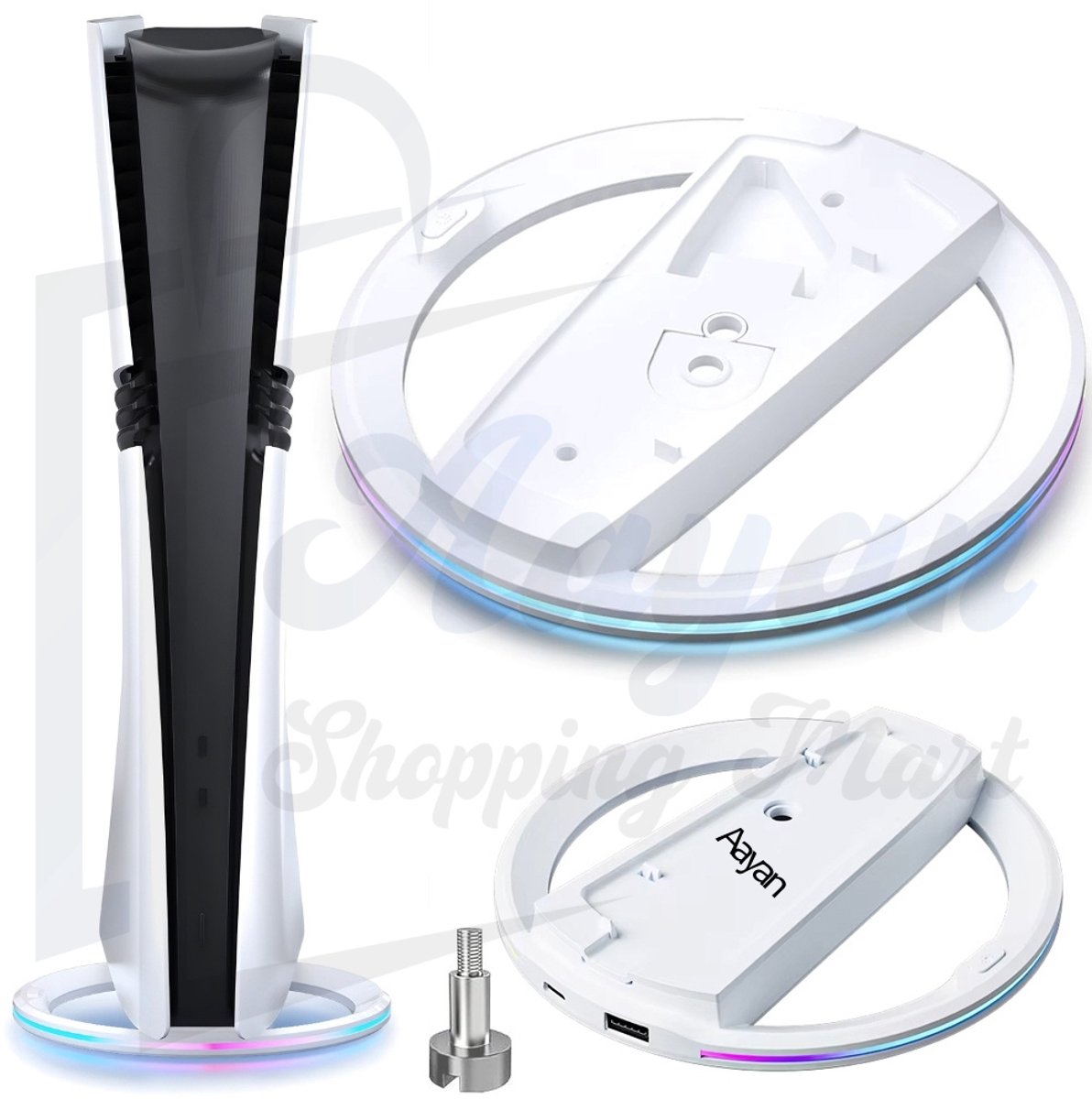 PS5 Standaard met LED – Verticale Stand voor PS5, PS5 Slim & PS5 Pro – Koeling & USB Poort – ps5 stand verticaal – ps5 – ps5 stand – ps5 pro – ps5 koeling stand – Stabiele Console Houder – gaming setup accessoires – wit – 87672