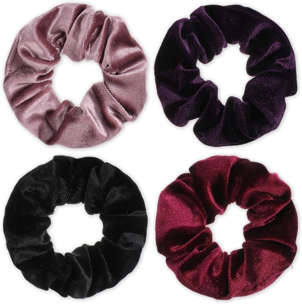 Zachte en Elastische Scrunchies voor Vrouwen - 4 Stuks in Rood - Haaraccessoires voor Ponytails en Vlechten, Ideaal voor Feestjes en Carnavals