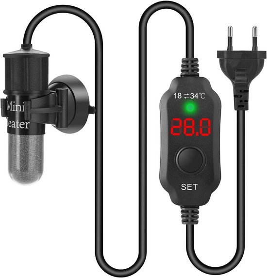 Mini Aquarium Heater - 10 W - 20 W - 30 W - Temperatuur Aanpasbaar - Aquarium Heater met Temperatuurweergave voor 3-8 L Vistentanks - Verwarmingselement voor Aquaria