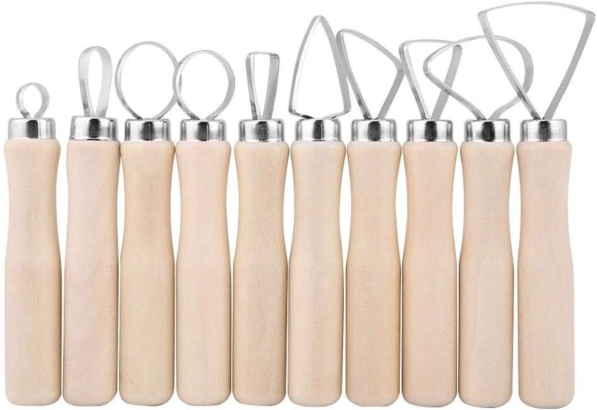 Professionele set van 10 keramiek gereedschappen voor pottenbakken, ideaal voor klei sculpturen en modelleeractiviteiten, compleet met accessoires