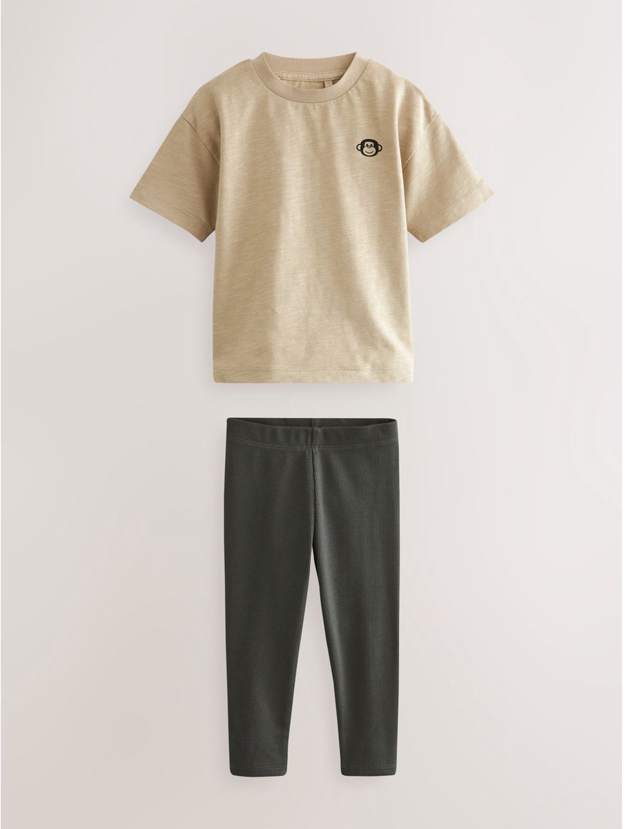 Next T-shirt van 100% katoen met korte mouwen en legging