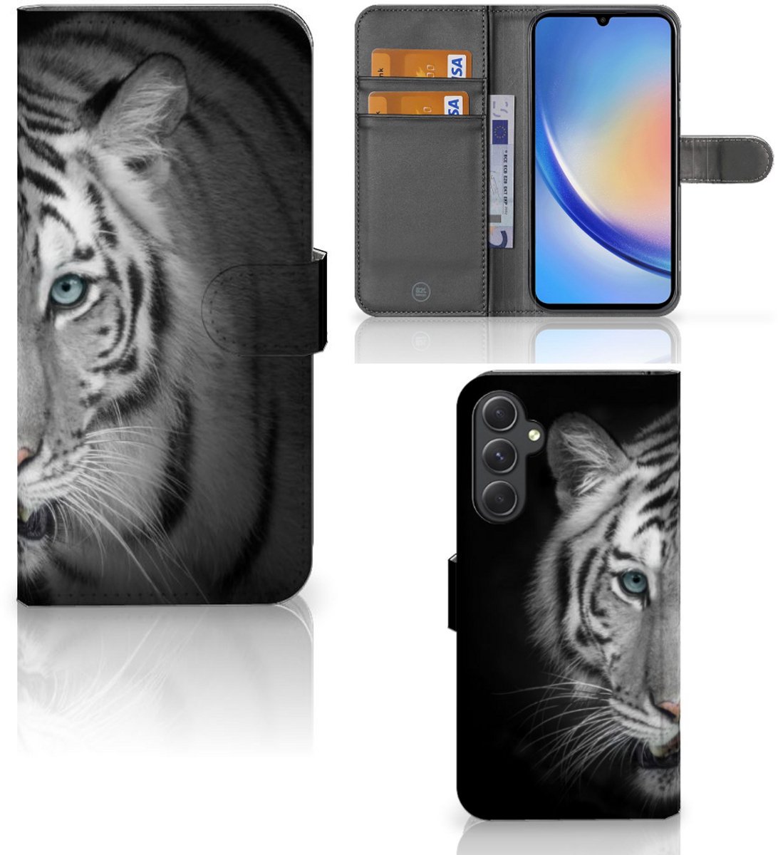 Samsung Galaxy A24 4G Telefoonhoesje met Pasjes Tijger