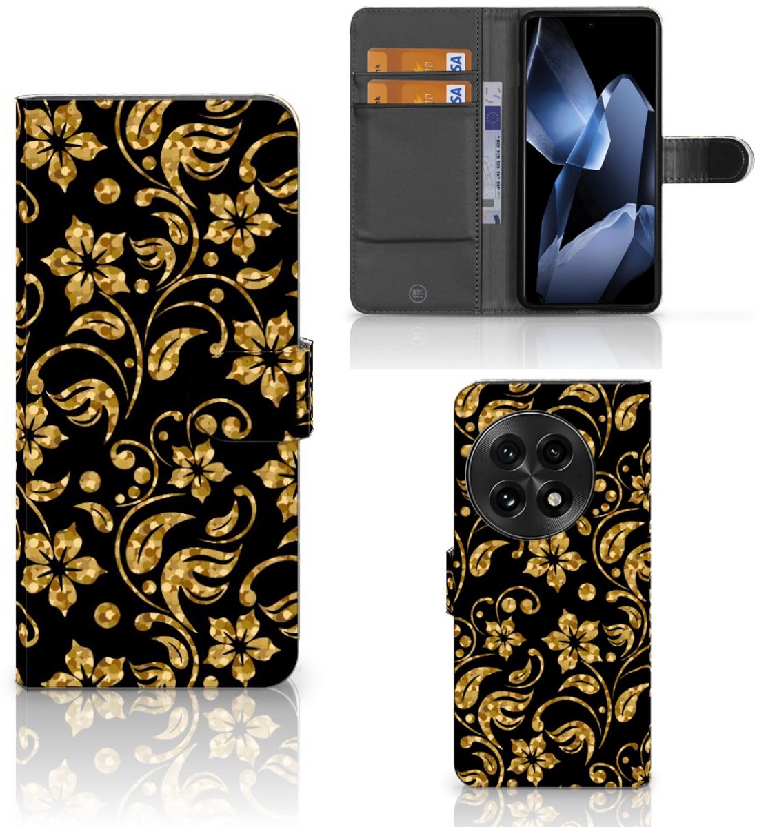 OnePlus 13 Hoesje Gouden Bloemen