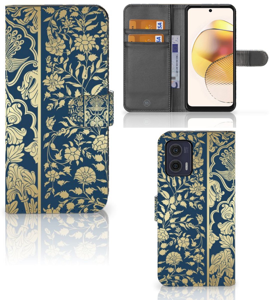 Motorola Moto G73 Hoesje Beige Flowers